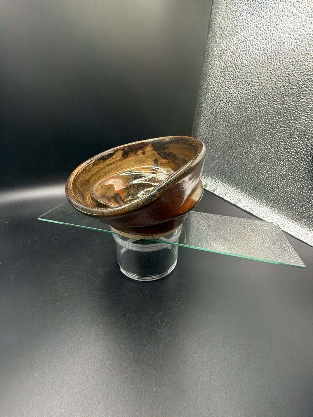 LD 17 Hand-Thrown Studio Art Pottery Bowl with Earthy Brown Drip Glaze